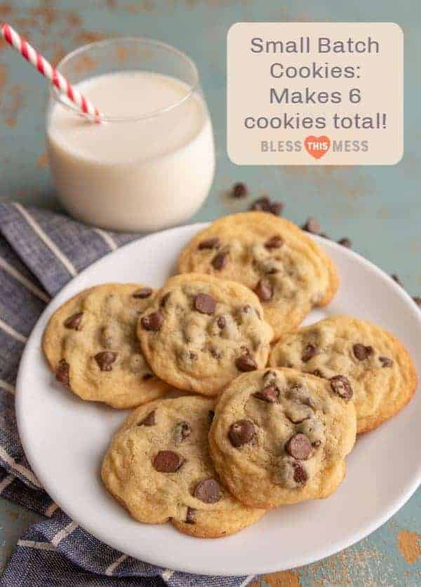 Super Small Batch Chocolate Chip Cookies (Makes 6 Cookies!).