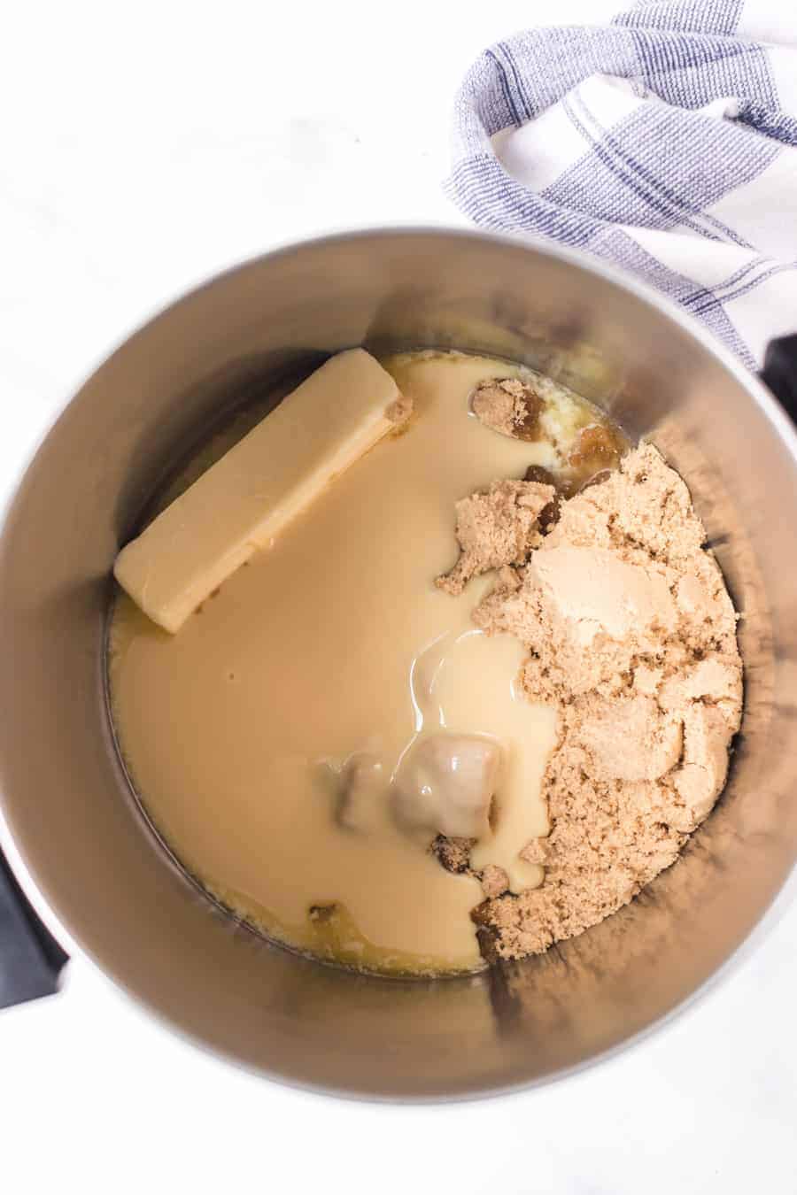sugar and butter being melted together.