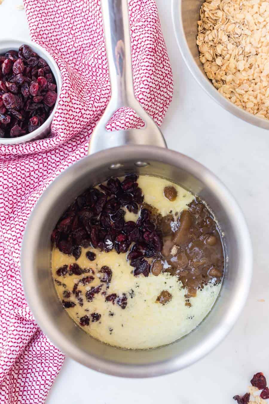 sticky sauce for cranberry granola bars.
