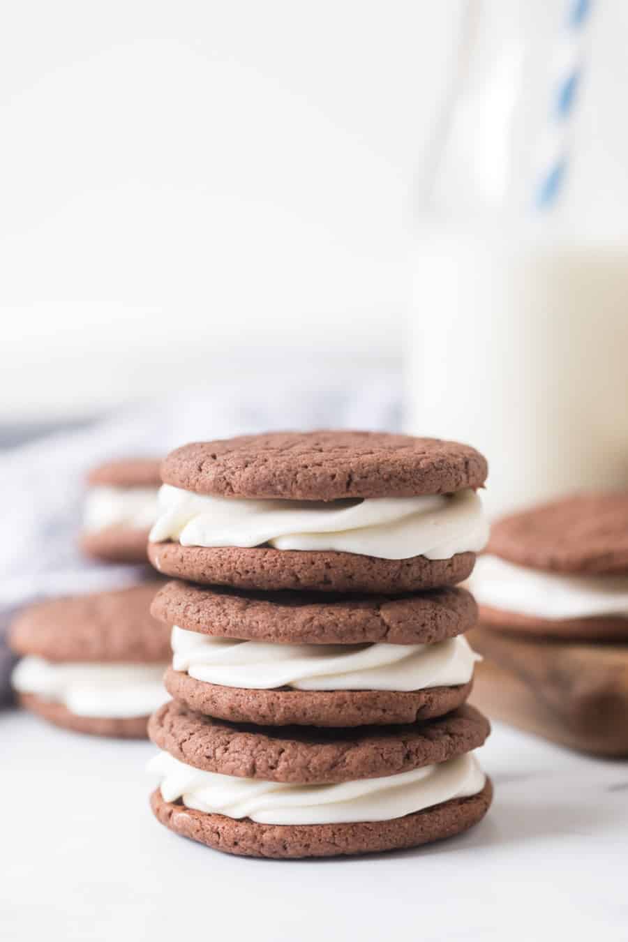 stack of homemade soft Oreos