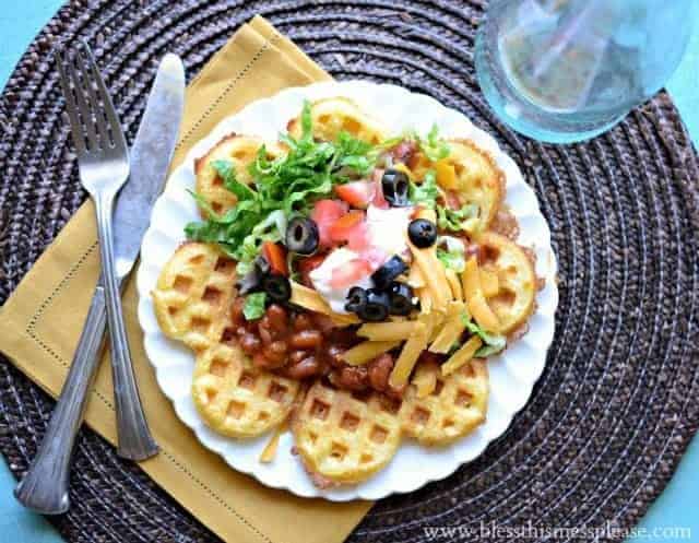 Cornbread Waffles with Chili | Savory Waffle Recipe - Waffles for Dinner!