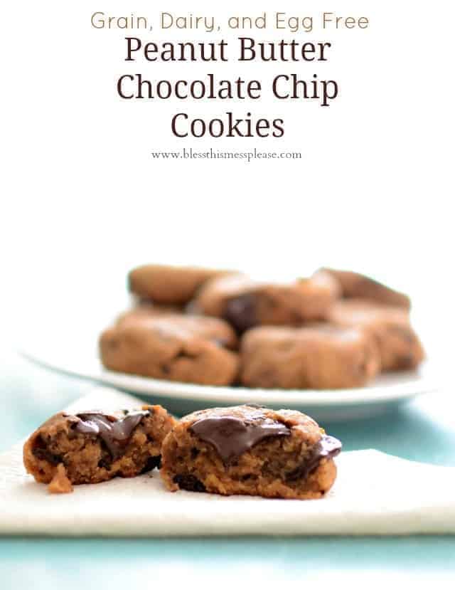 Image of a Chickpea Peanut Butter Chocolate Chip Cookie split in half.