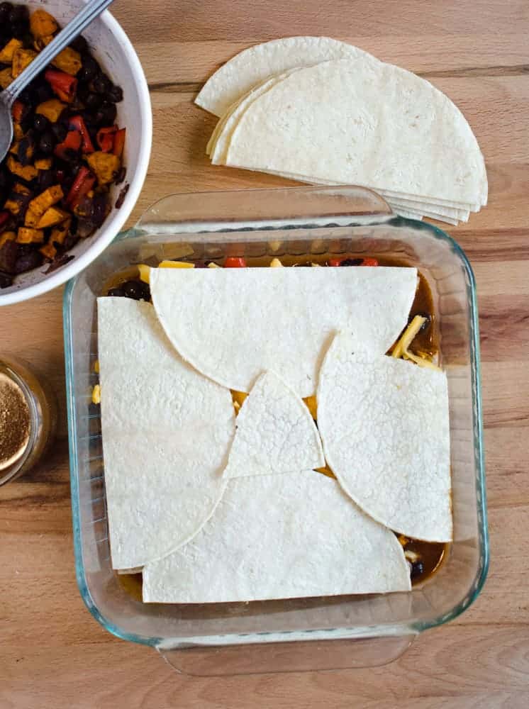 Enchilada Bake - Layering