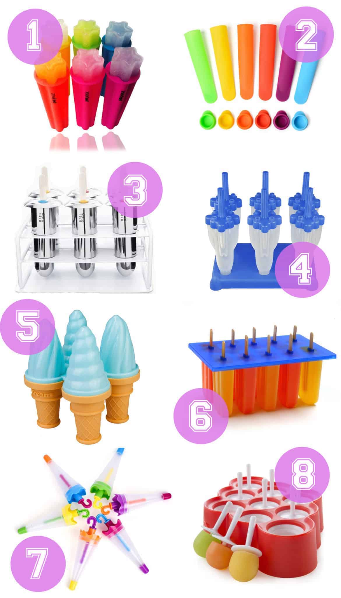 8 different popsicle molds.