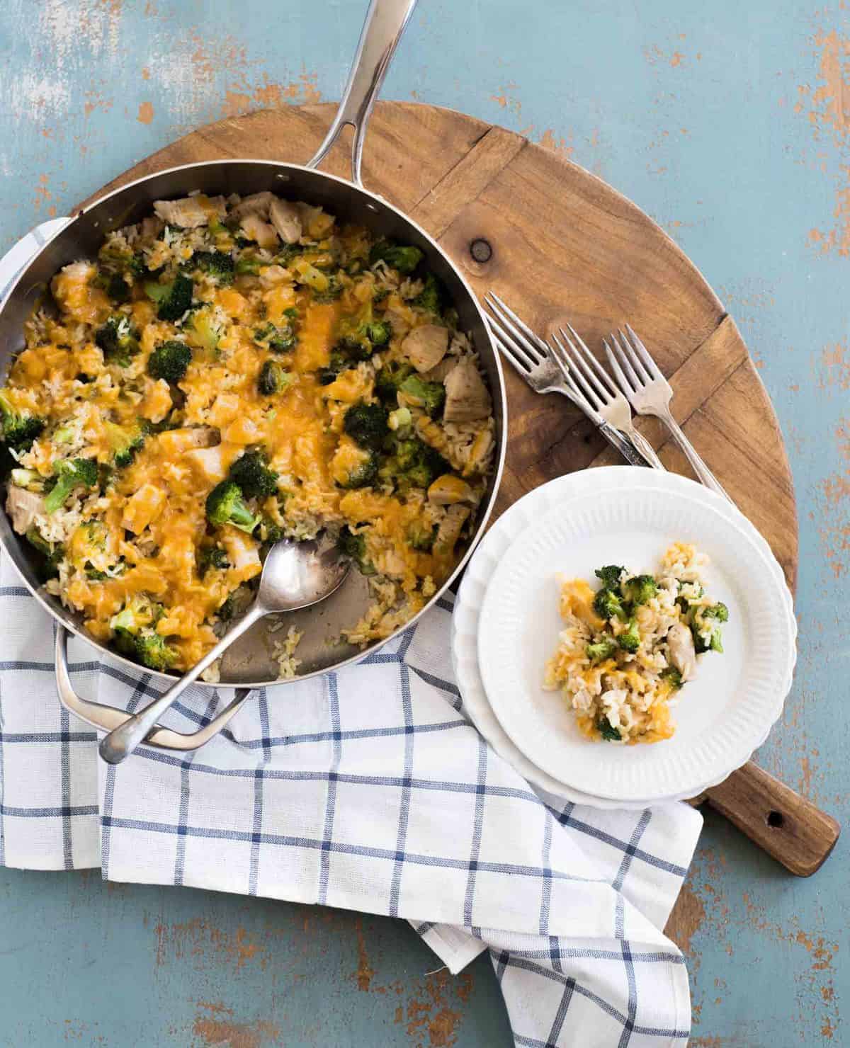 Quick and easy One Pot Chicken Broccoli Rice Casserole that is on the table in only 30 minutes