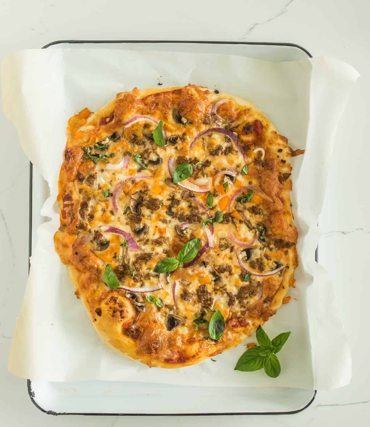 Image of homemade supreme pizza