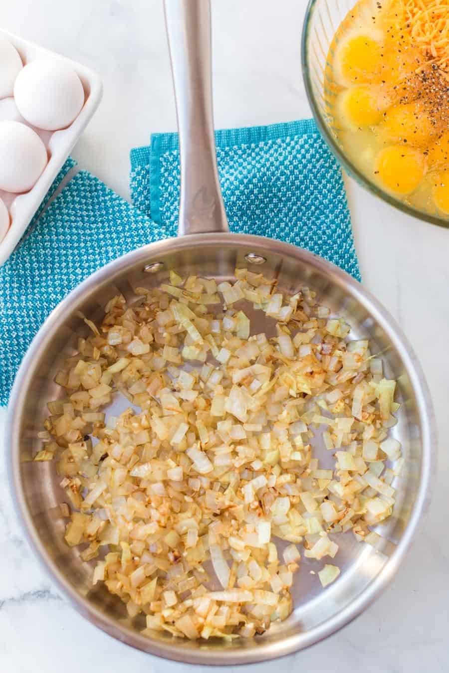 sautéed onions in a pan
