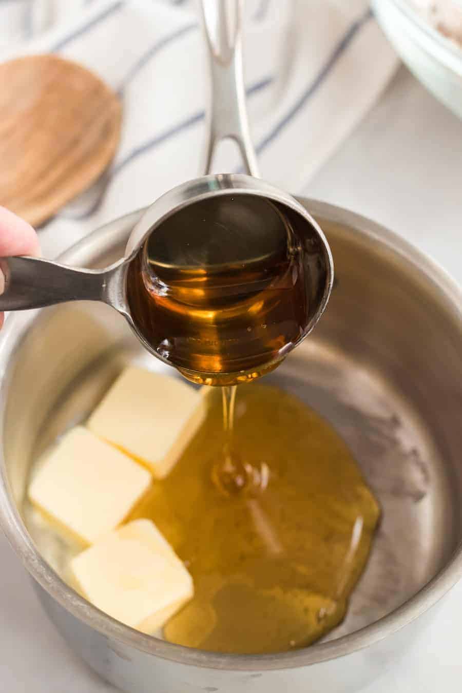 honey and butter in a melting pot.