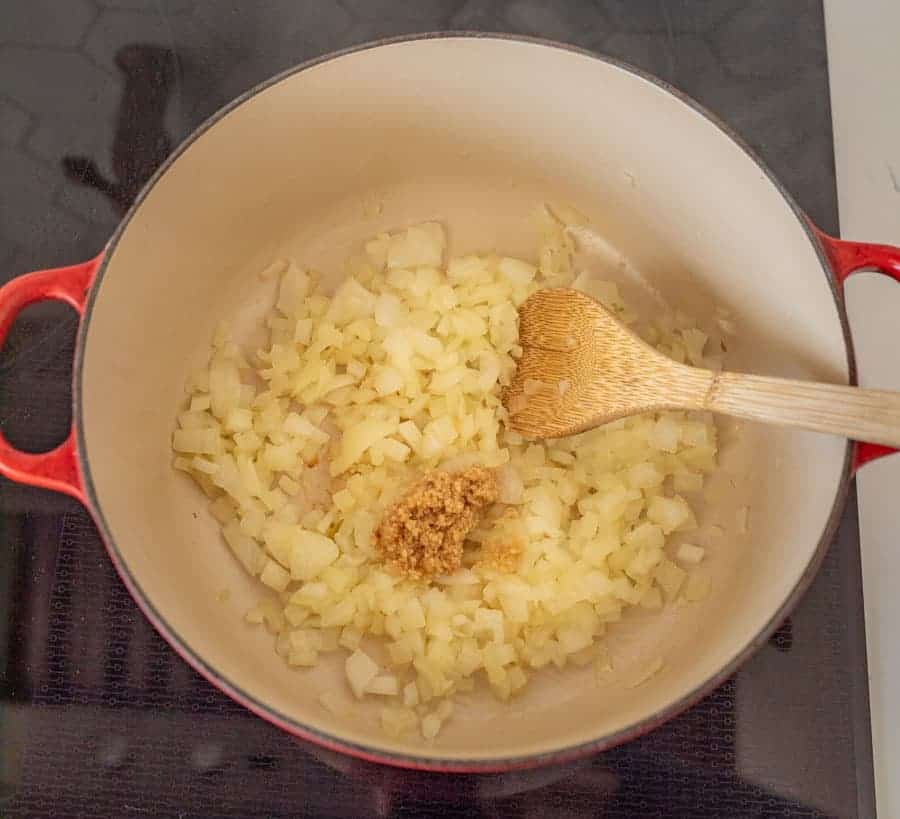 saute onions in the bottom of a cast iron pot.
