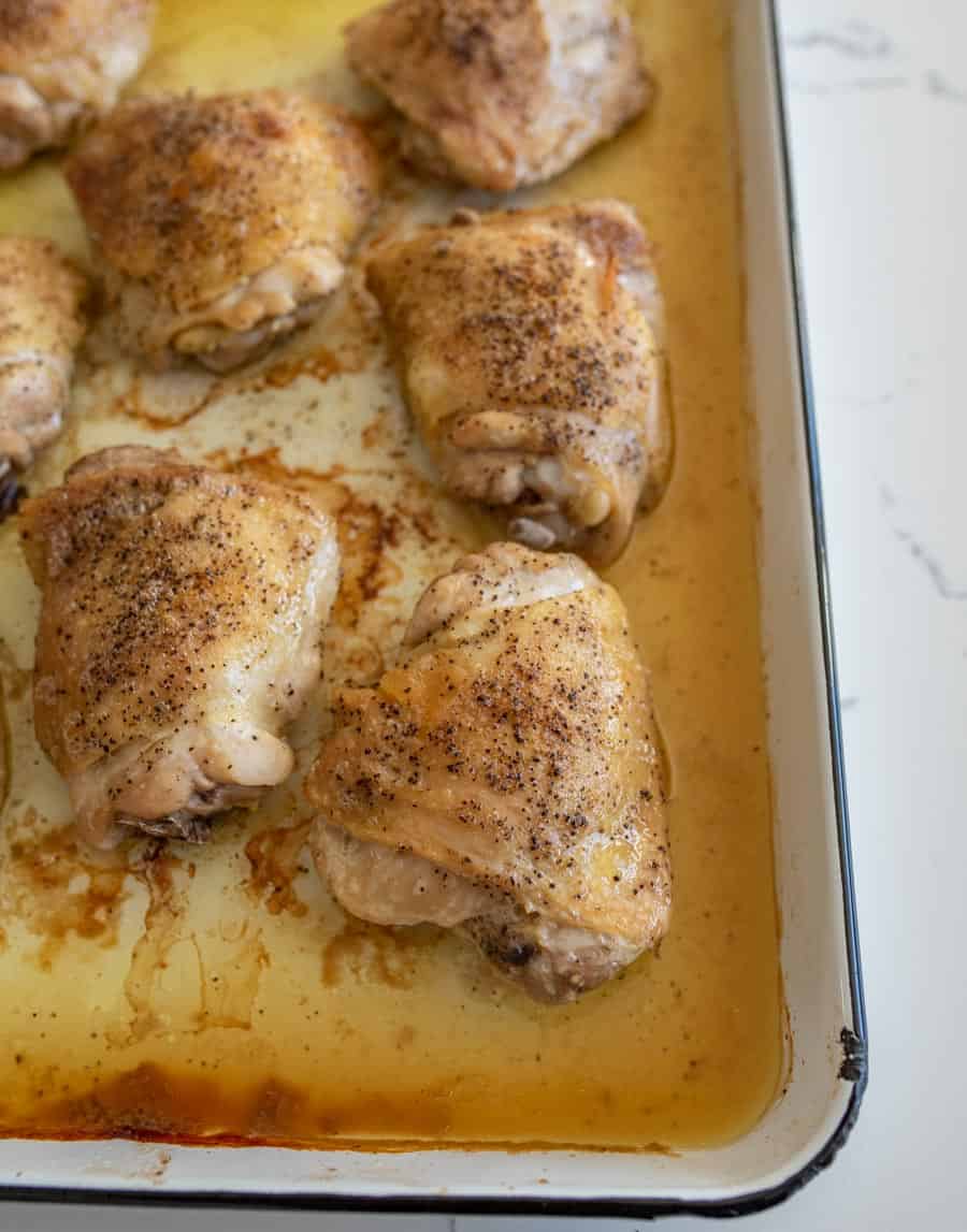 a pile of seasoned and cooked chicken thighs.