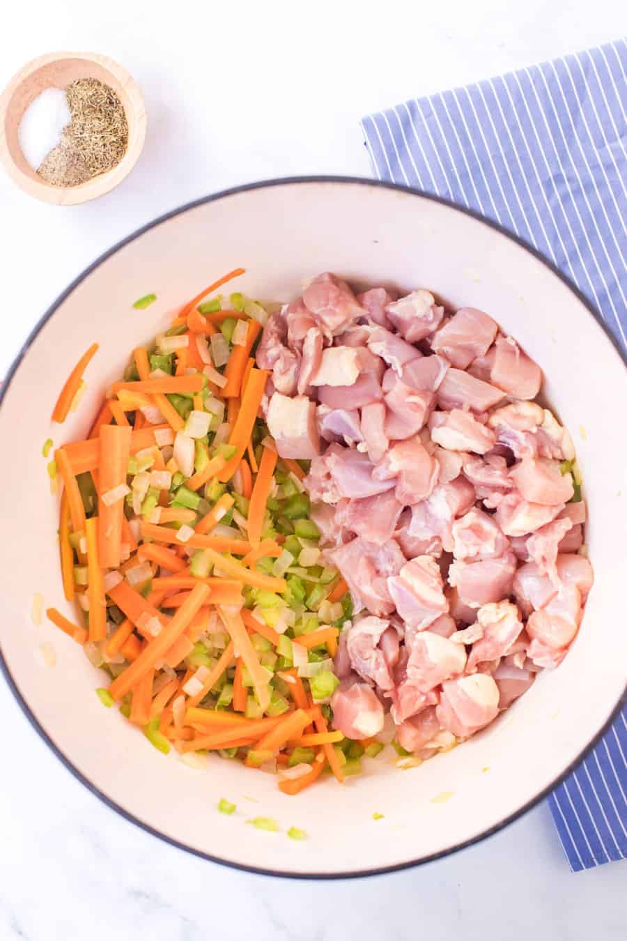 raw ingredients for chicken and dumpling soup
