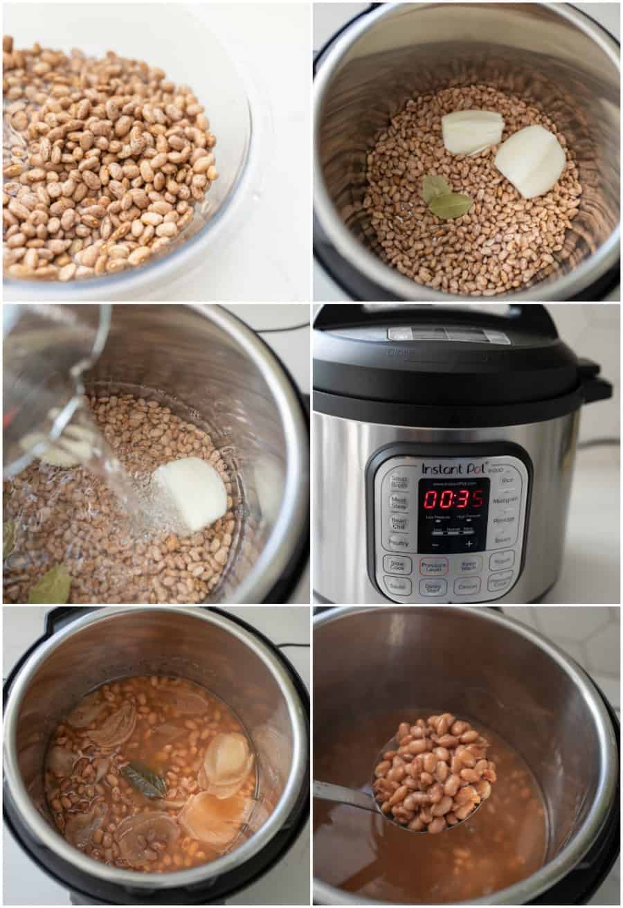 Step by step how to image of how to cook dried beans in an instant pot.