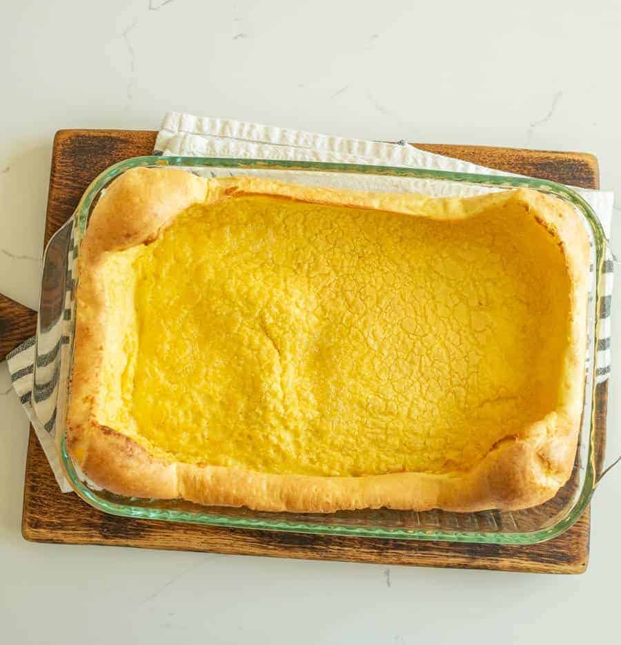 baked german pancake with high puffy sides.