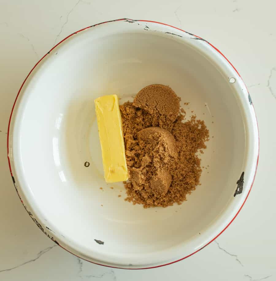 butter and brown sugar in bowl.