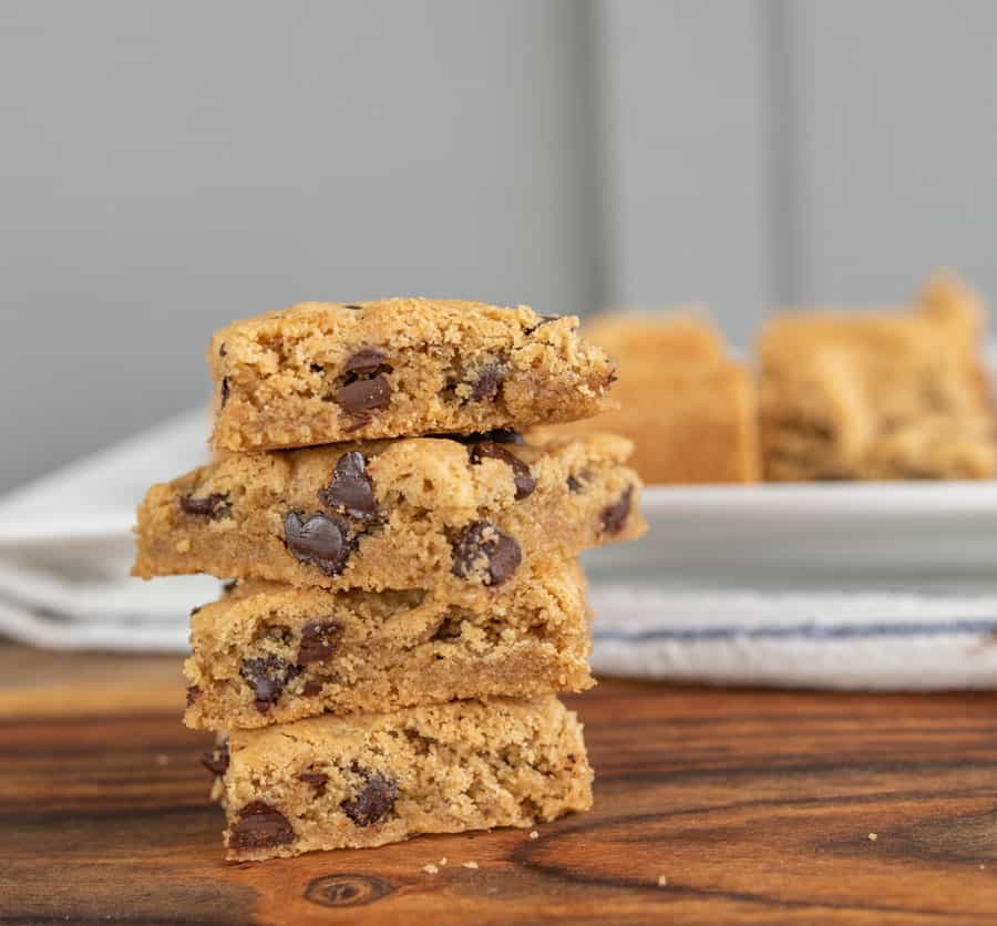 side view of stack of cookie bars.