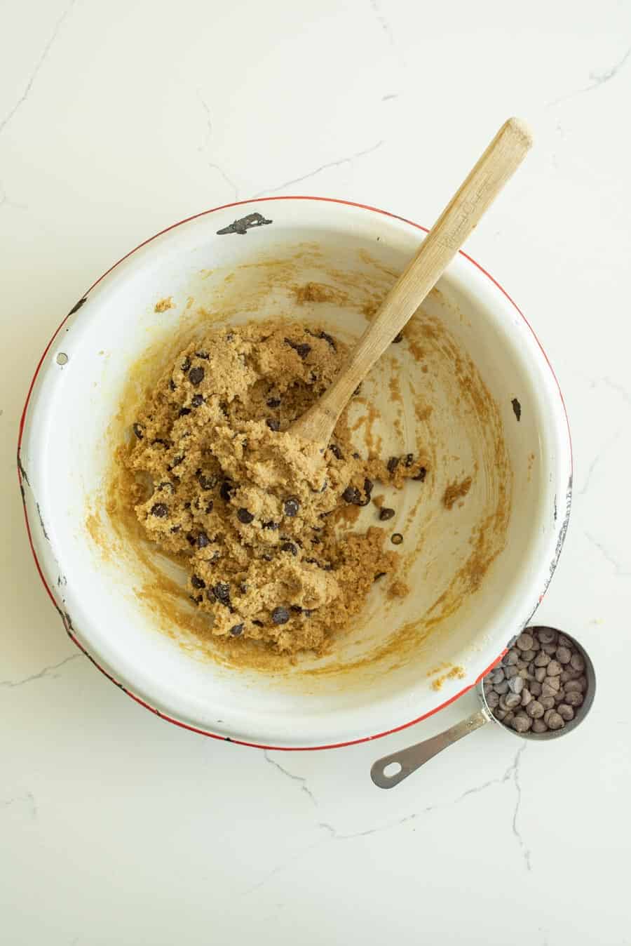 almond flour cookie dough in bowl.