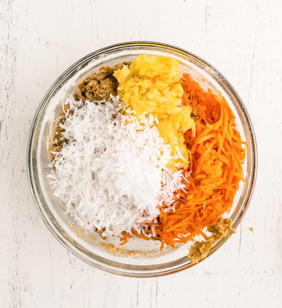 ingredients for morning glory muffins in a bowl