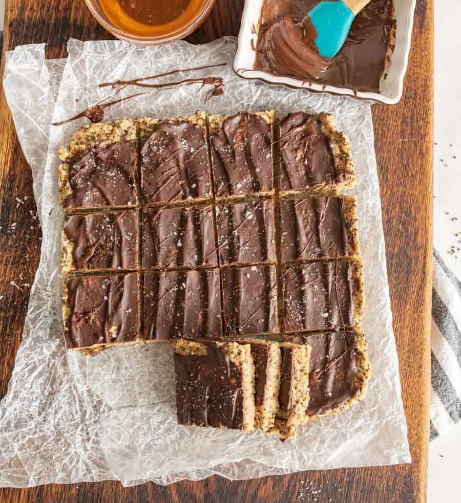 healthy protein snack bars with three from the last row piled up together