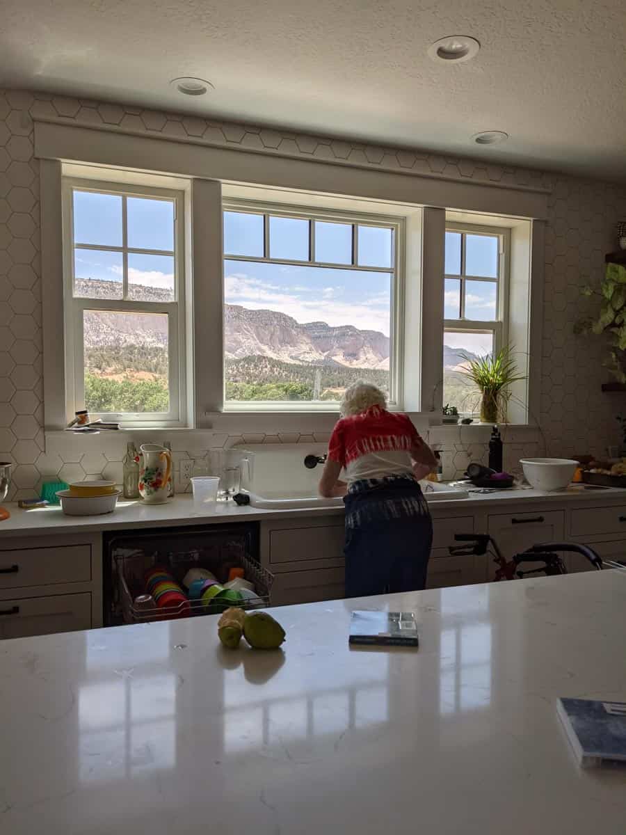 grandma washing dishes