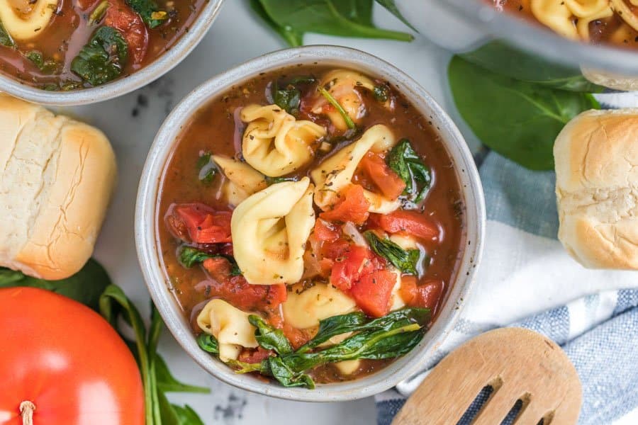 Quick and Easy Tortellini Soup with Spinach