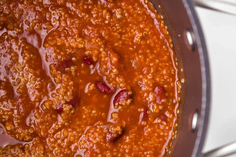 close up on vegetarian chili