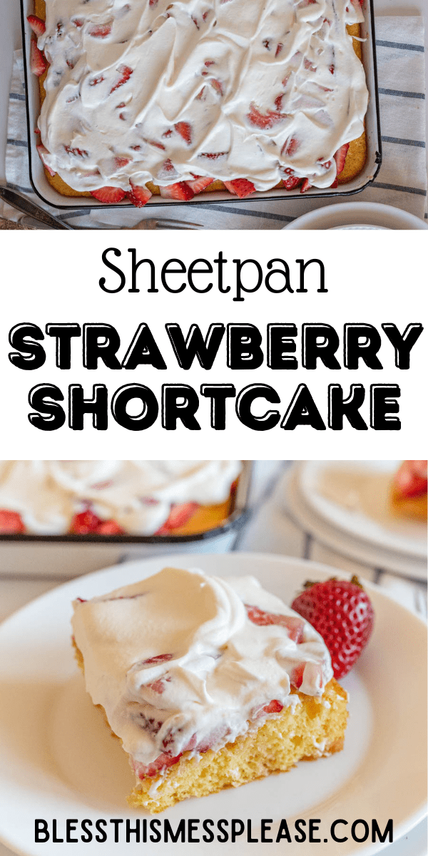 pin for sheetpan strawberry shortcake recipe.