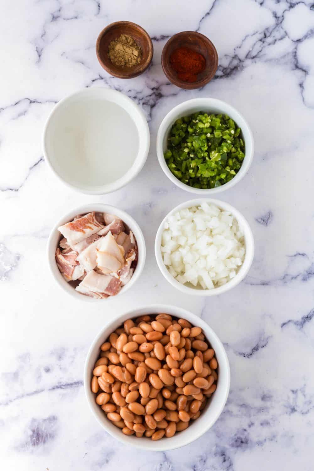 Ingredients for charro beans