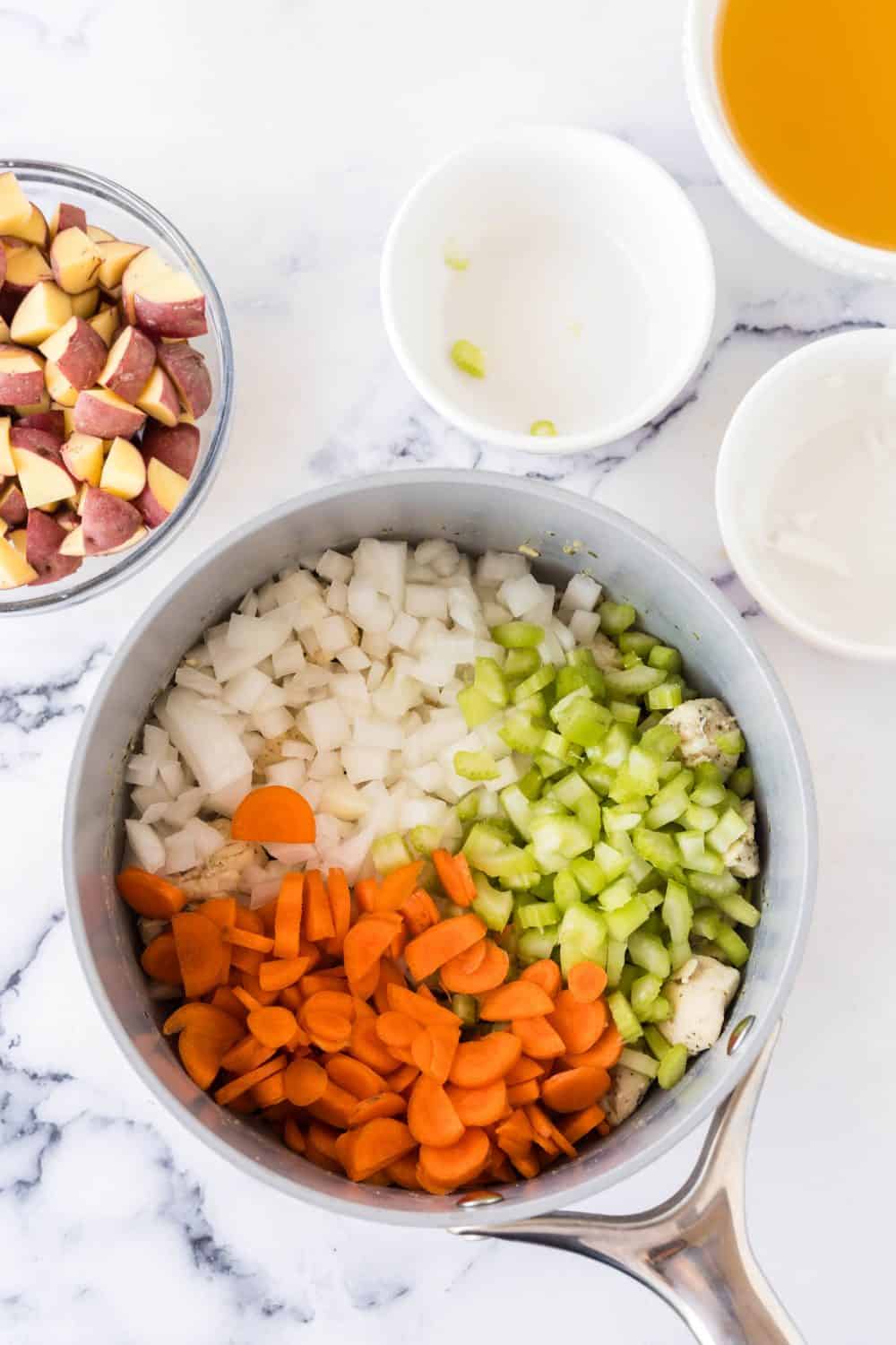 pot of chicken stew ingredients