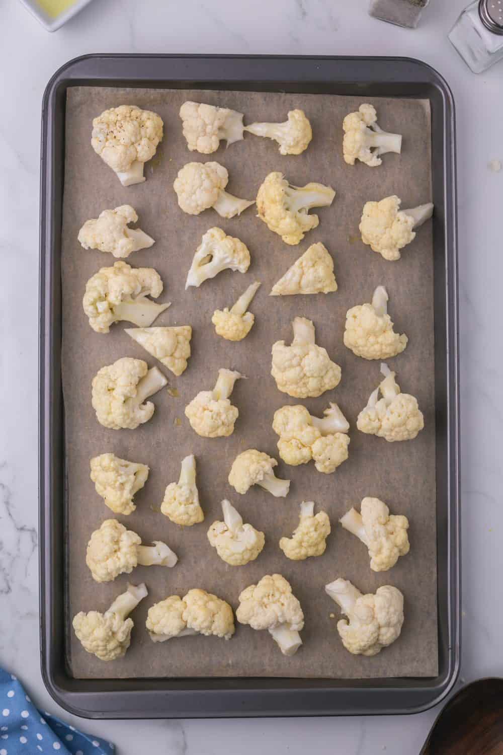 baking dish with roasted cauliflower