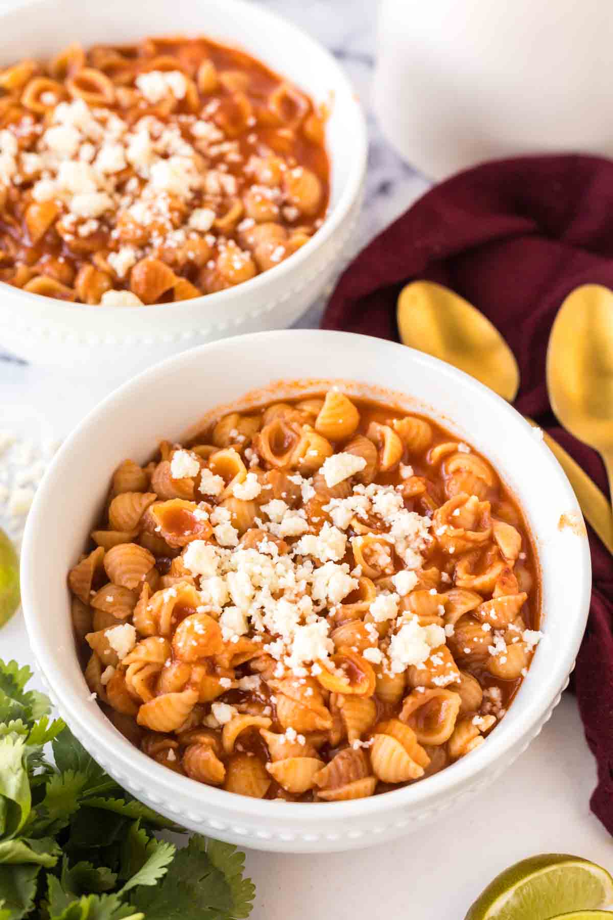 white bowl with a serving of sopitas recipe.