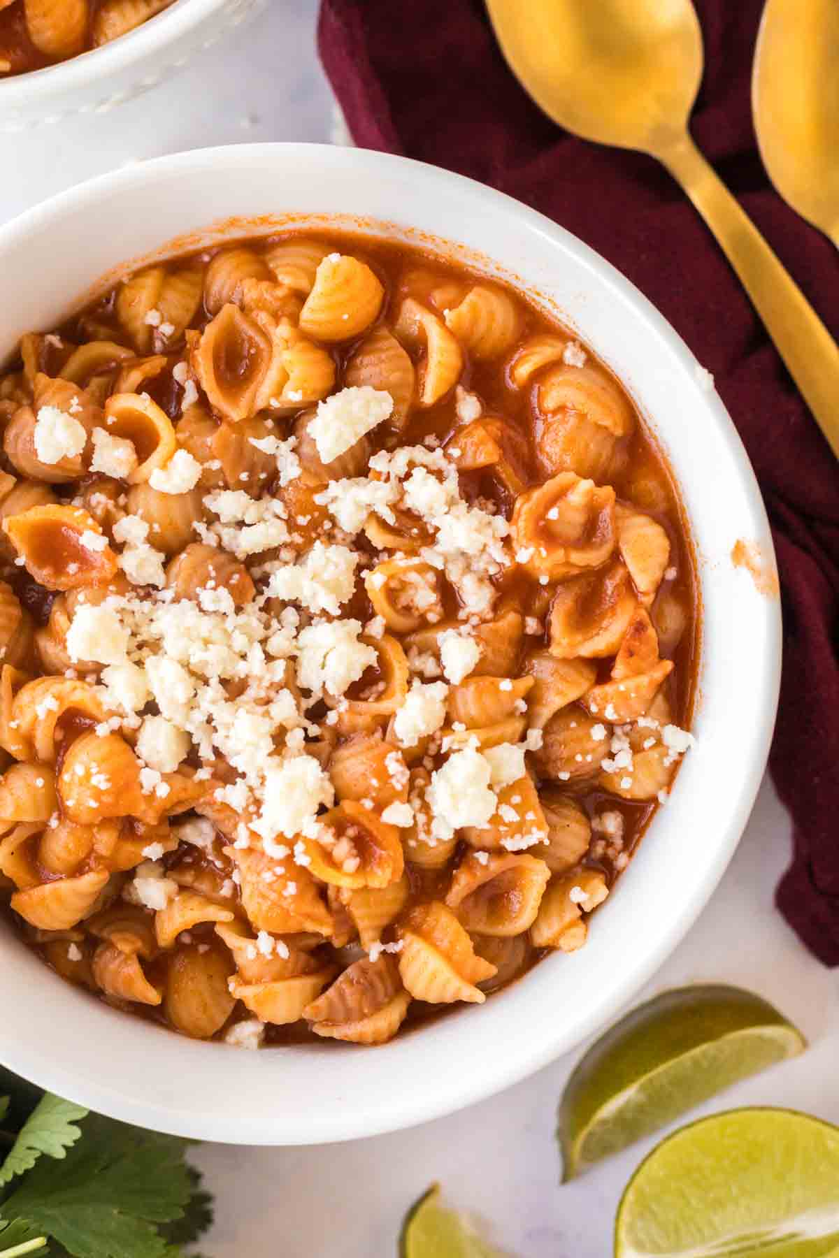 white bowl with a serving of sopitas recipe.