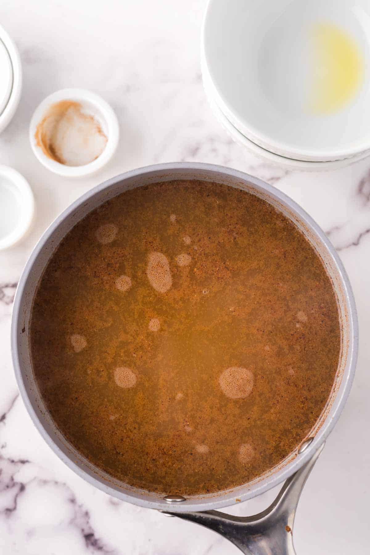 Wassail in a pot.