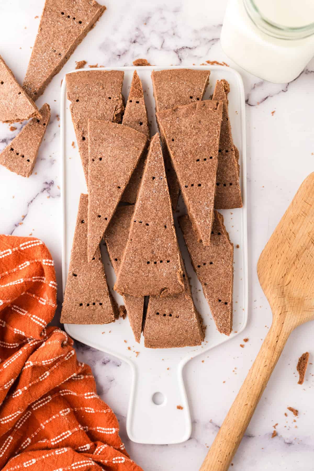 Stack of chocolate shortbread cookies